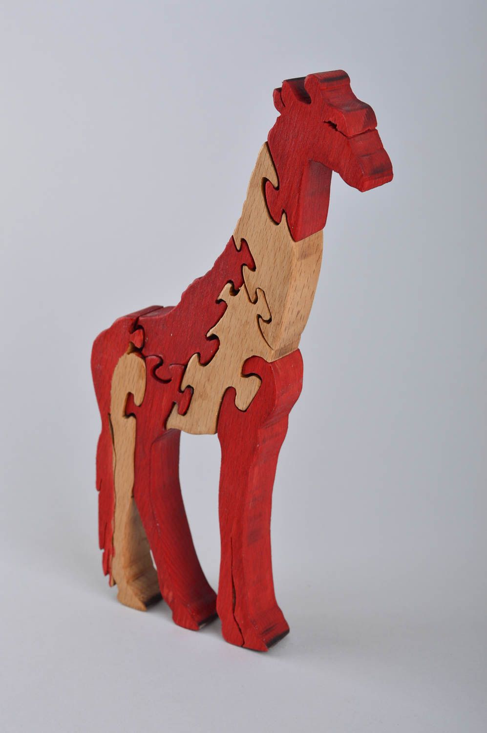 Rompecabezas de madera artesanal juguete infantil pasatiempo original jirafa foto 3