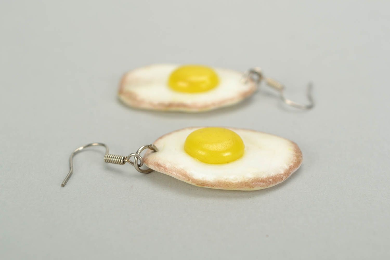 Polymer clay earrings Fried Eggs photo 3