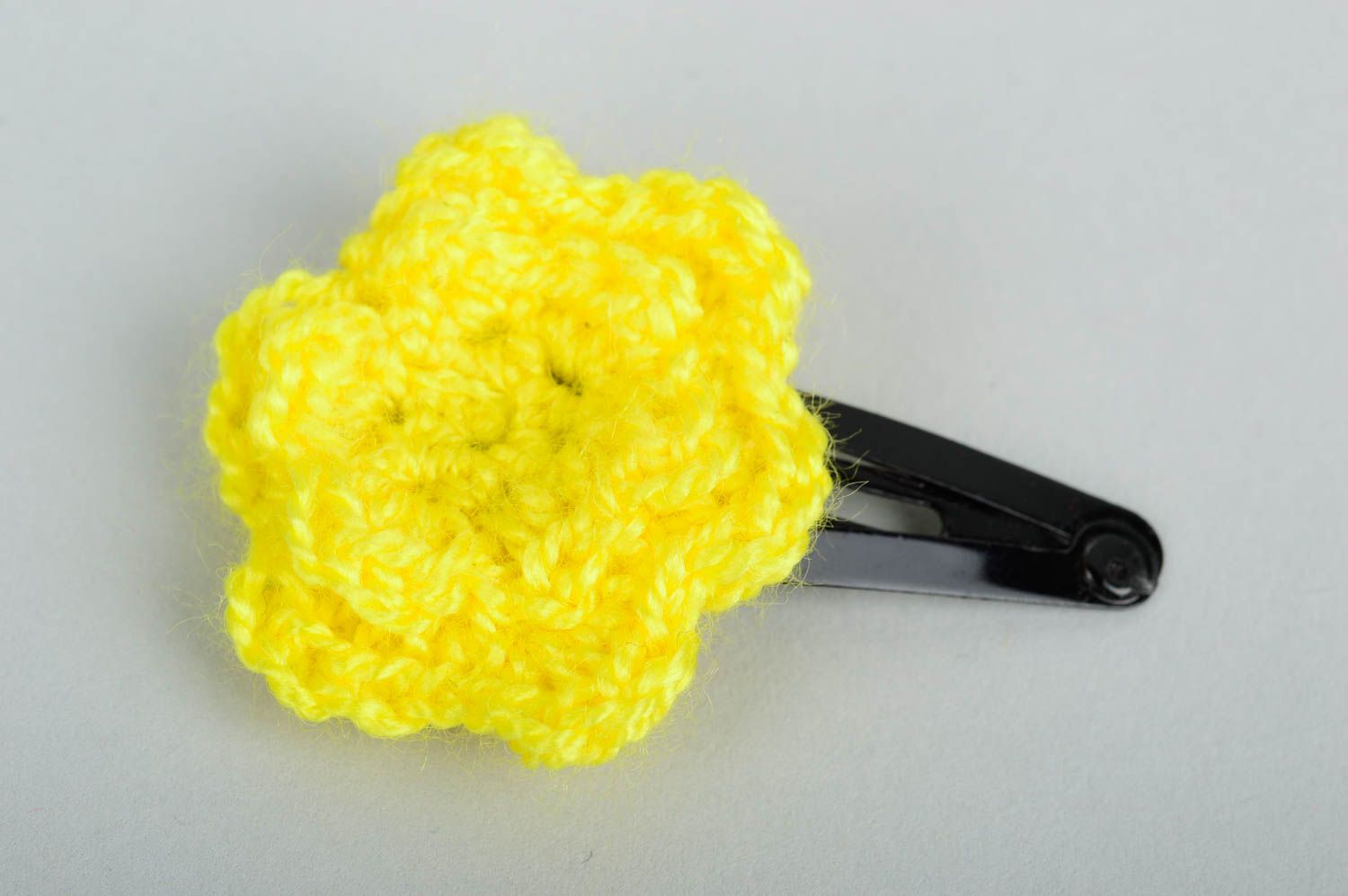 Handmade Kinder Haarspange Haarklemme Blume Häkel Accessoire schön gelb foto 1