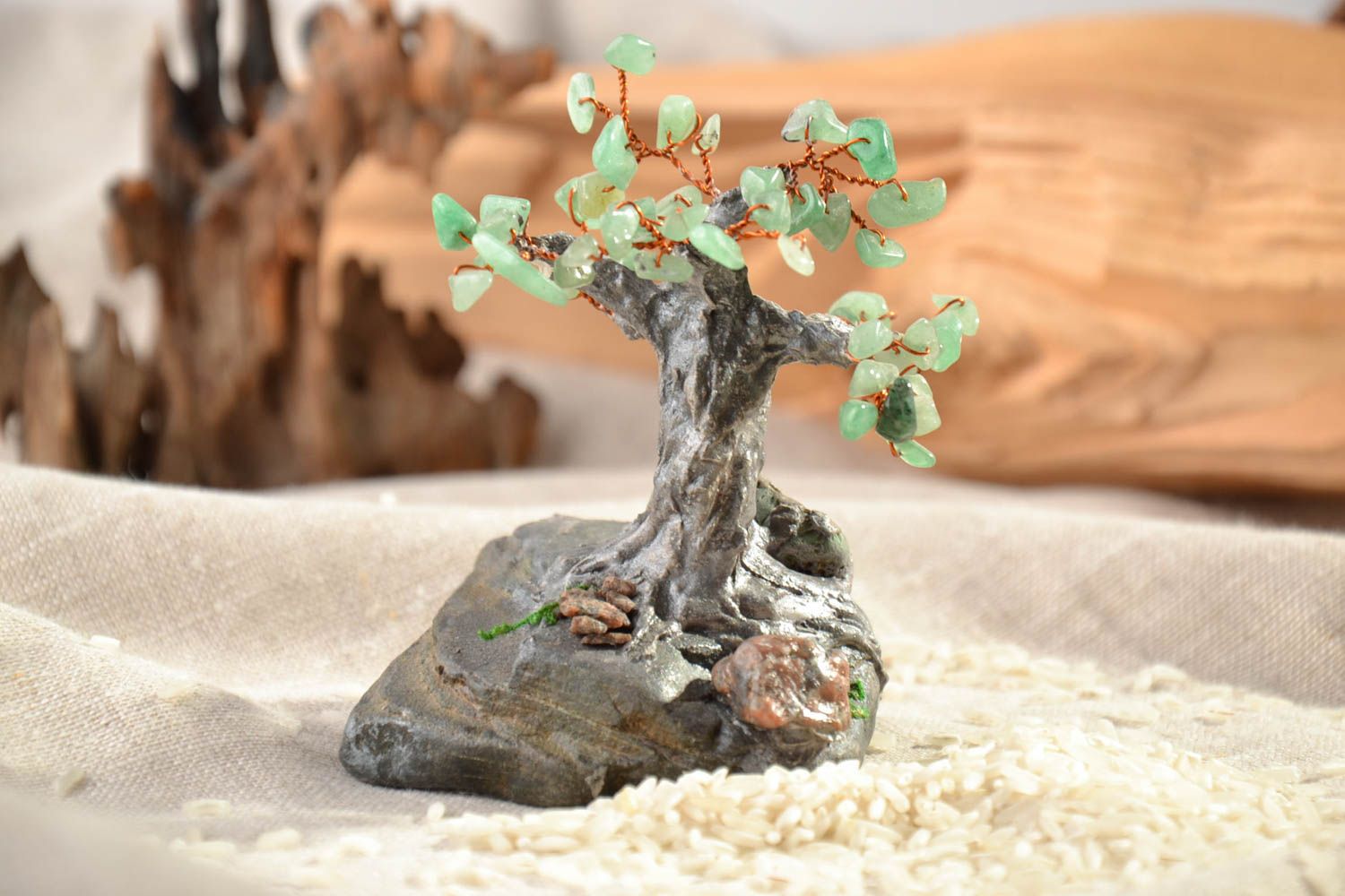Decorative bonsai tree with greenstone photo 1
