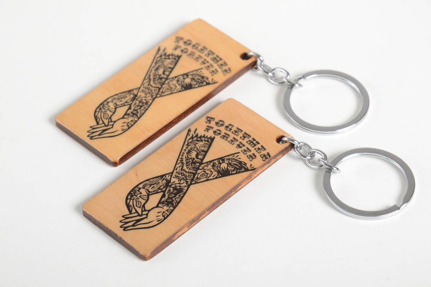 Handmade keychain unusual souvenir wooden keychain set of 2 items gift ideas photo 3