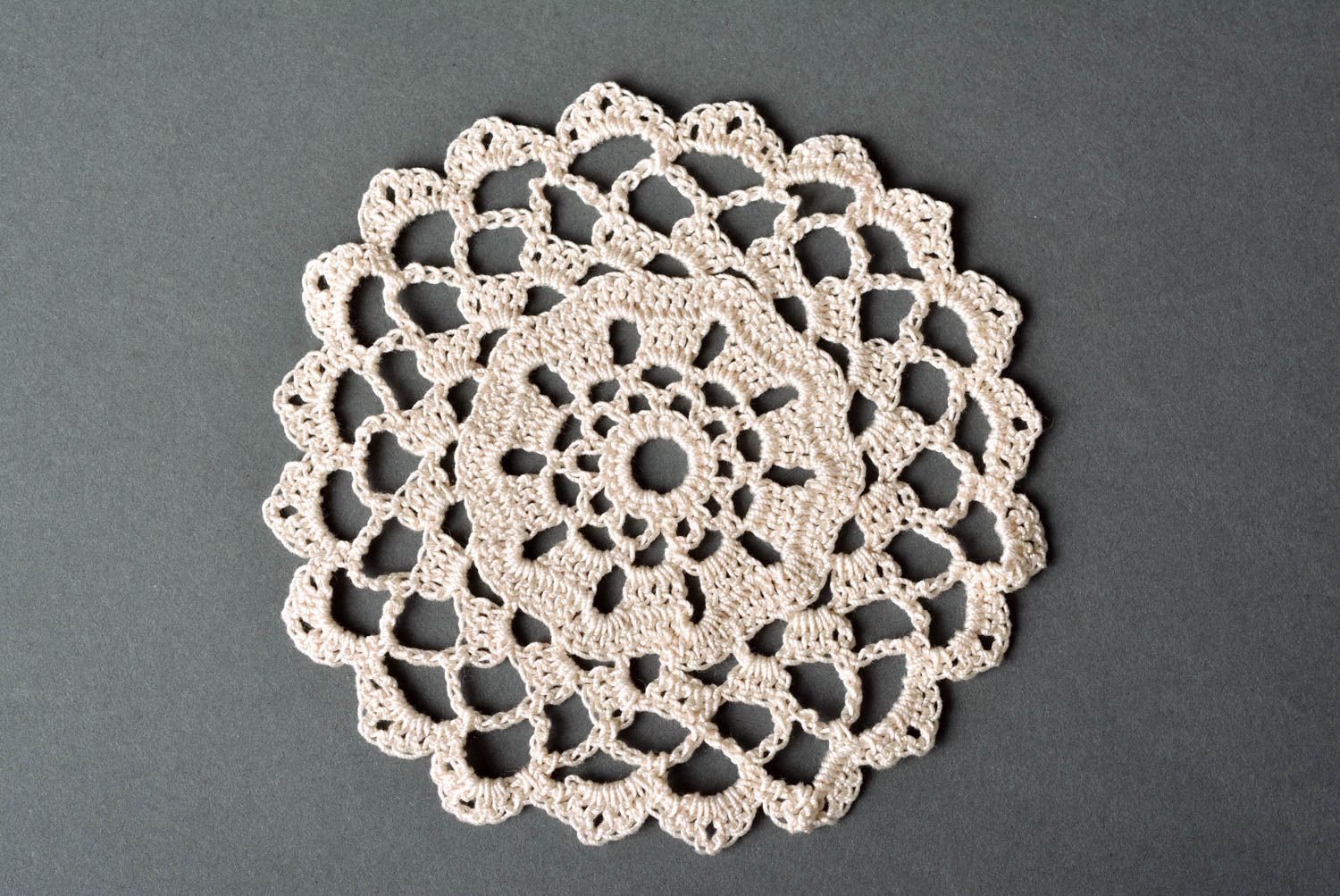 Handmade crocheted napkin kitchen openwork textile beautiful coaster photo 3