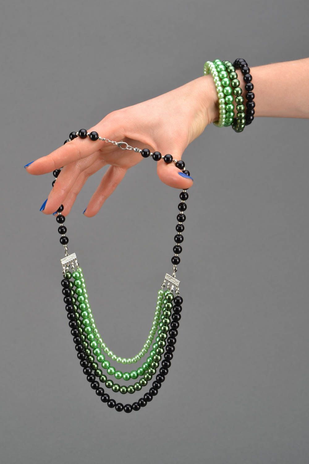 Parure de bijoux en perles artificielles collier et bracelet  photo 2