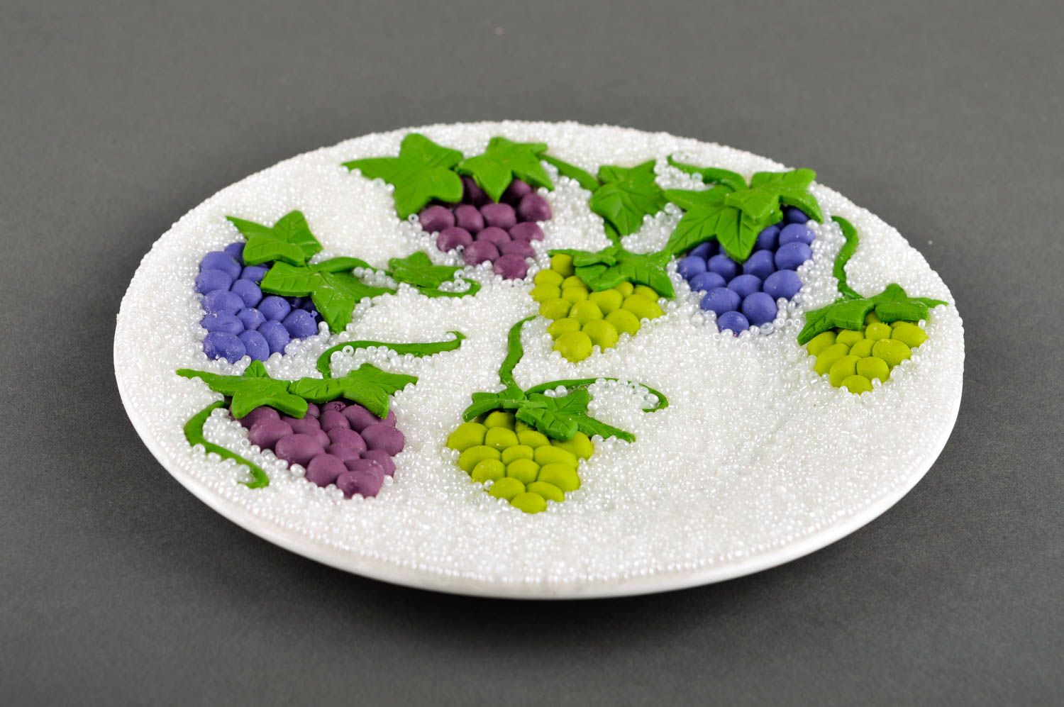 Assiette décorative Décoration fait main Vaisselle déco avec grappes de raisin photo 4