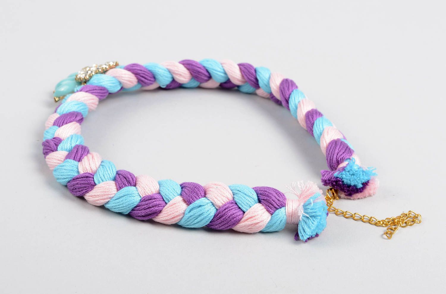 Stoff Halskette handgemachter Schmuck Modeschmuck Collier dreifarbig herrlich foto 3