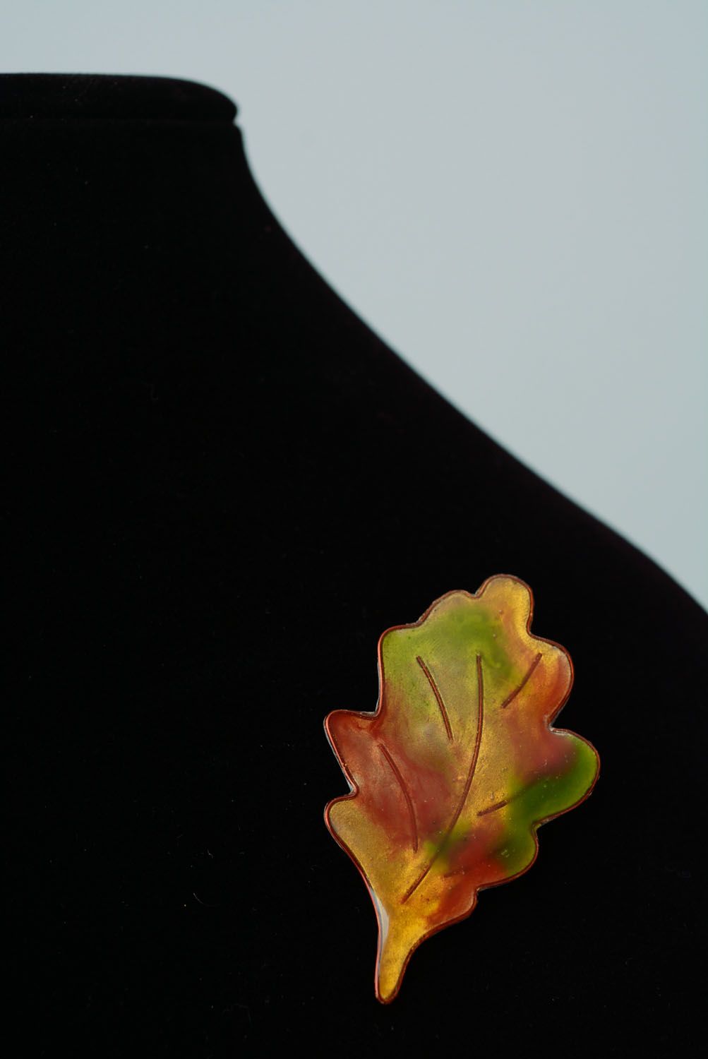 Polymer clay brooch Leaf photo 2