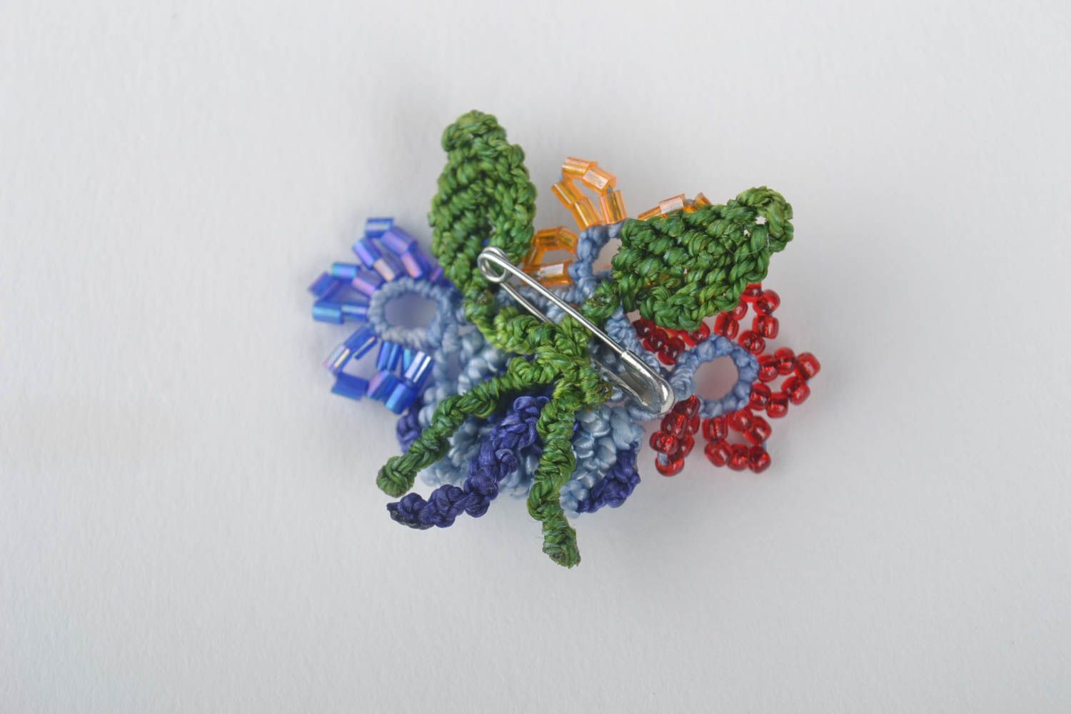 Украшение ручной работы брошь цветок плетеная брошь разноцветная макраме анкарс фото 2