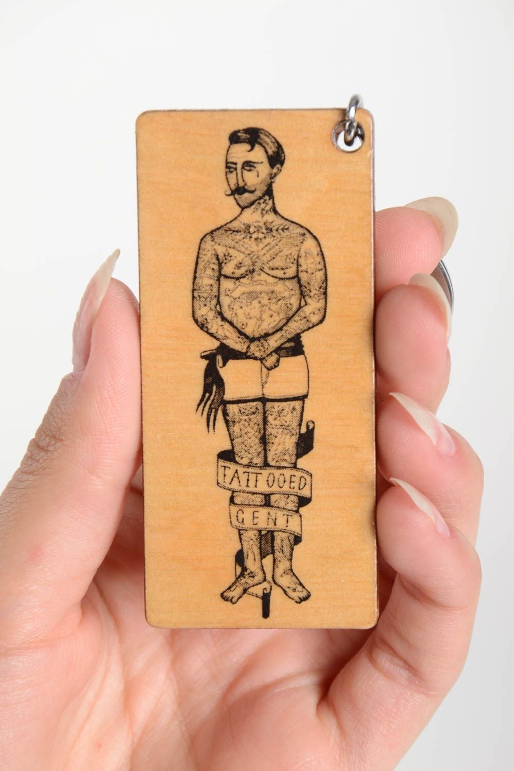 Porte-clés en bois fait main rectangulaire pour homme Accessoire design photo 2
