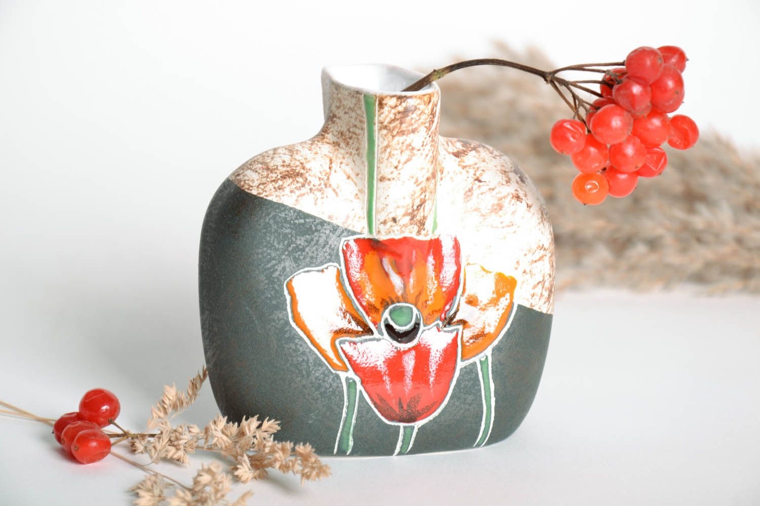 Handmade ceramic flower vase Tulips 30 oz flower centerpiece for home décor 4, 0,68 lb photo 1