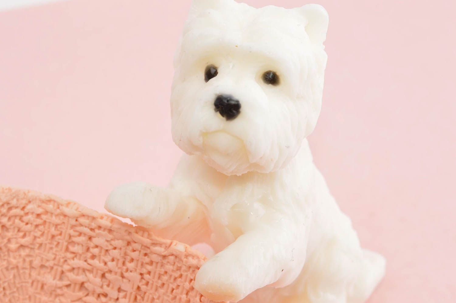 Jabón decorativo artesanal perrito en cesta artículo para baño regalo original foto 5