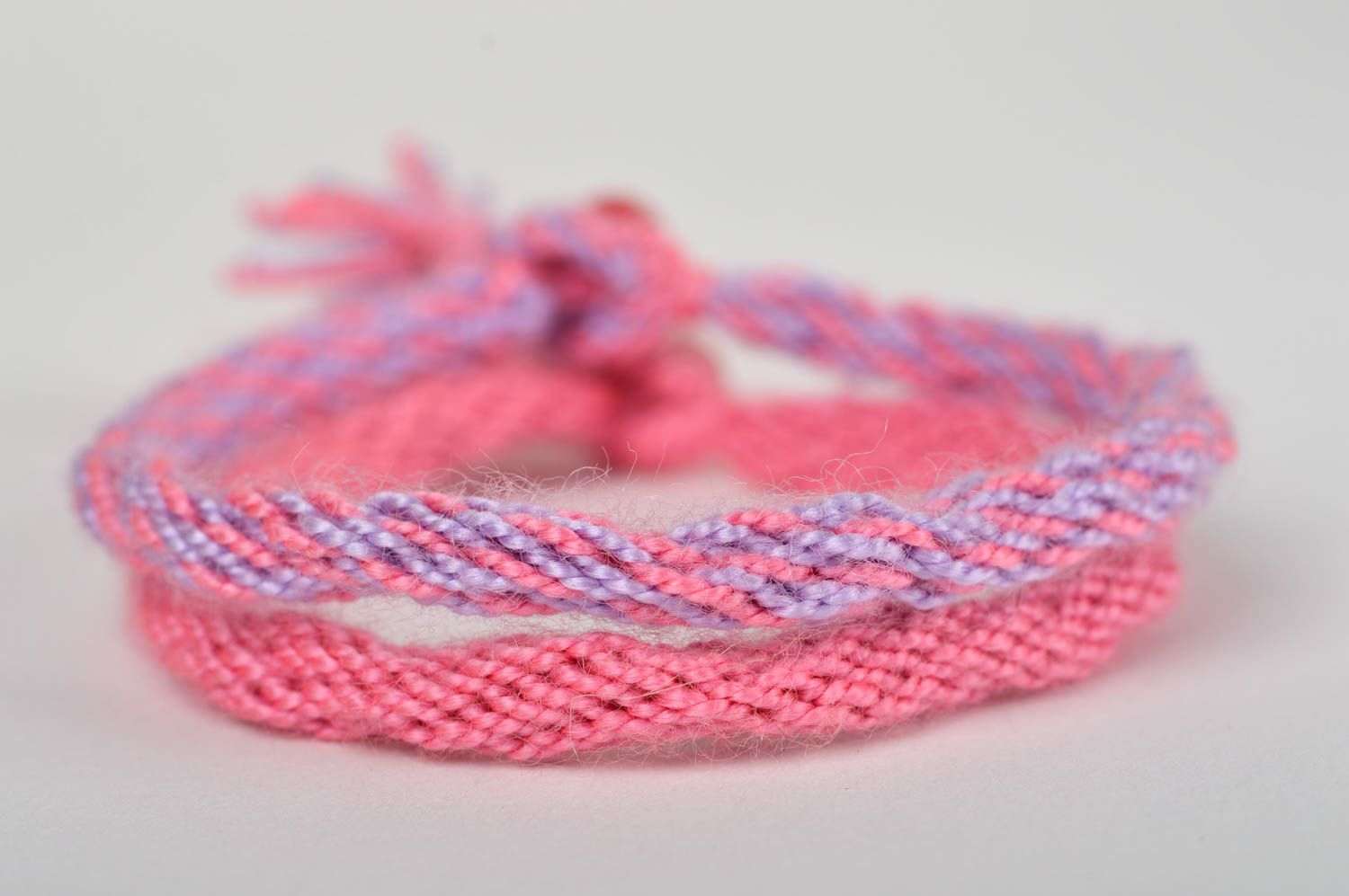 Bracelets textiles rose violet Bijoux fait main Accessoires femme 2 pièces photo 3