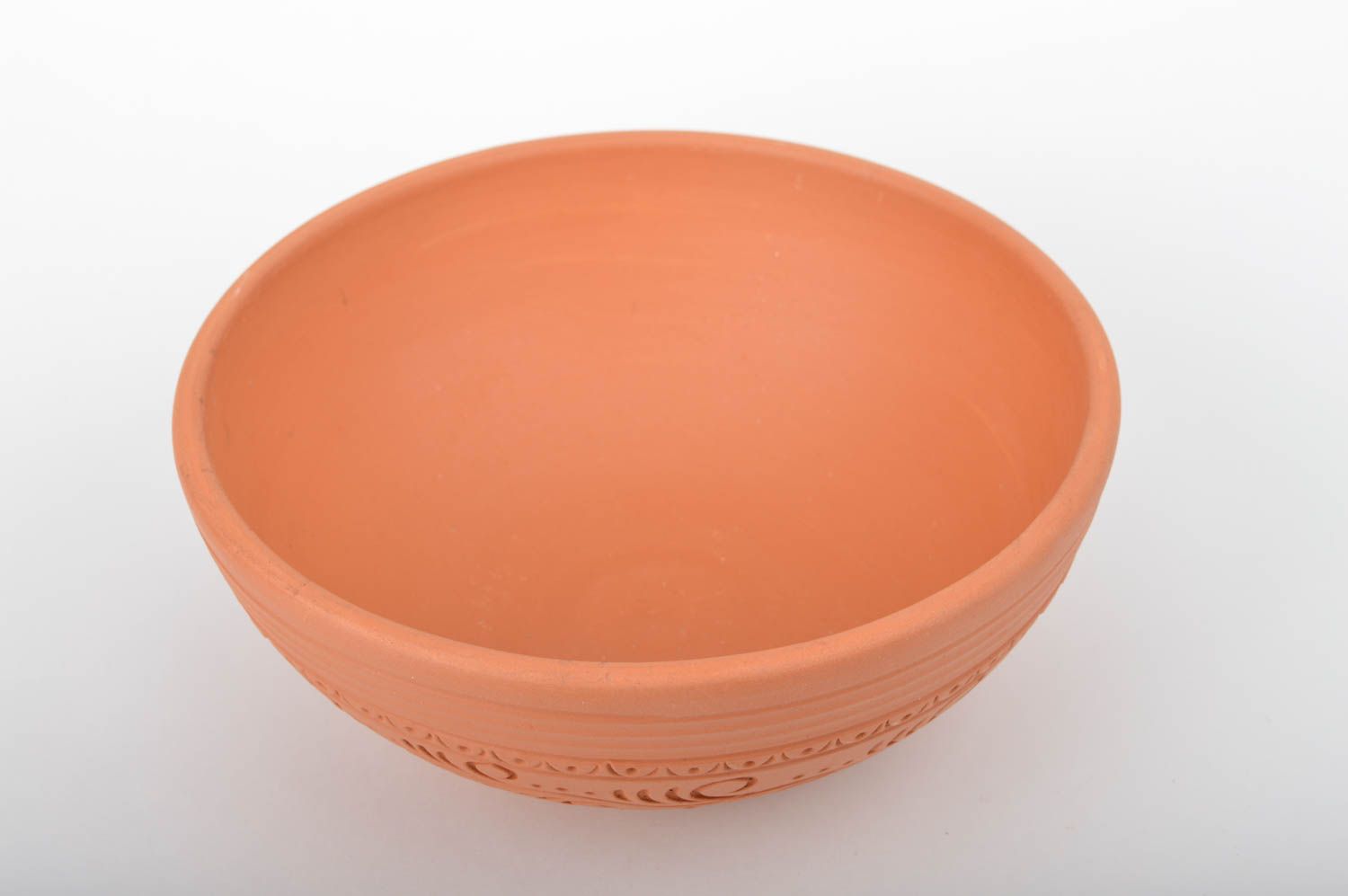 Beautiful light handmade designer clay bowl for salad and first courses 500 ml photo 2