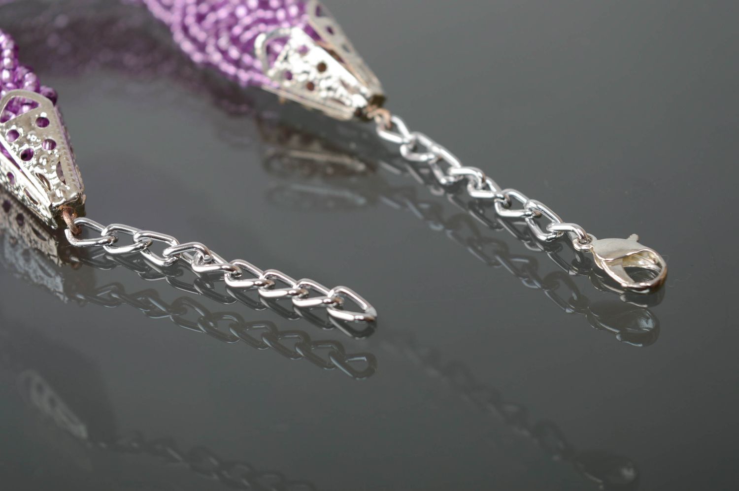 Handgemachtes Armband aus tschechischen Glasperlen lila foto 4