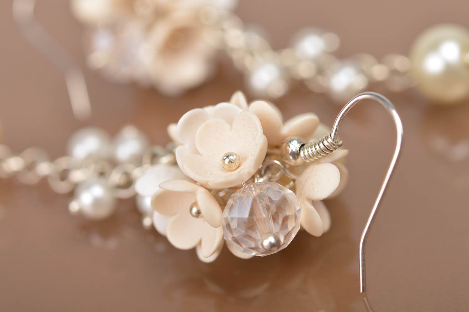 Handmade Modeschmuck Ohrhänger Blumen Schmuck Ohrringe für Damen aus Polymerton foto 3