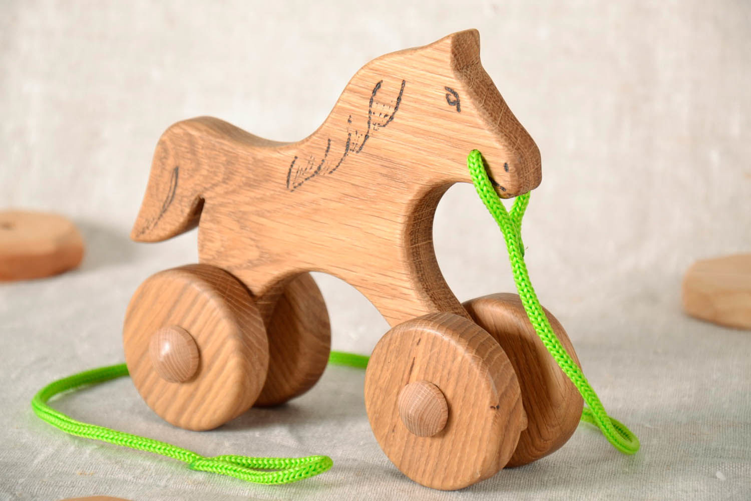 Wooden toy on wheels Horse photo 2