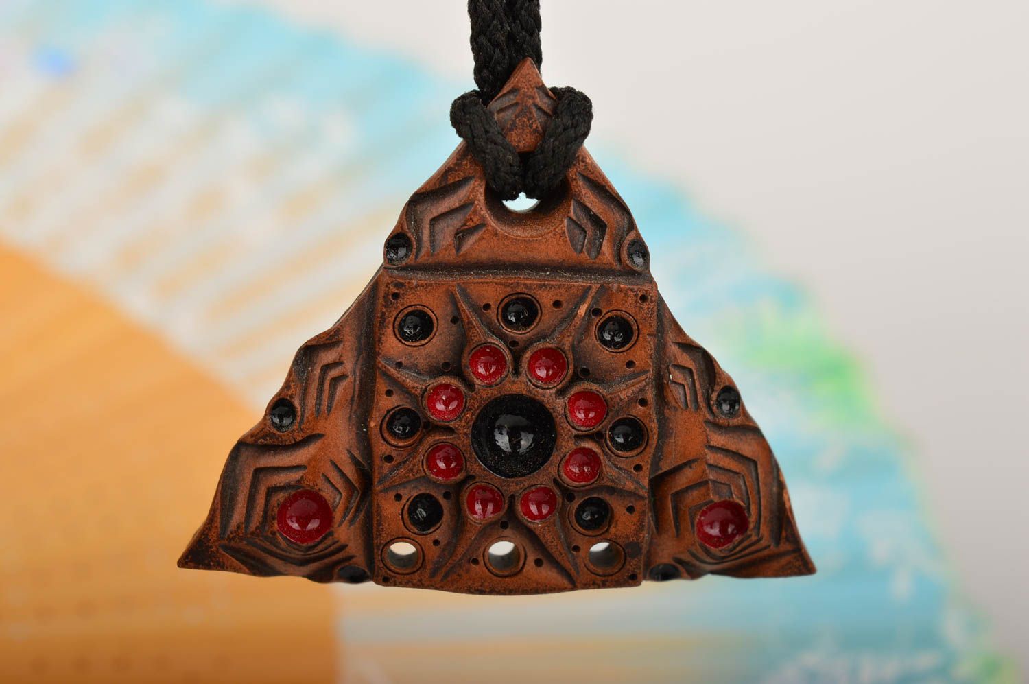 Handmade pendant unusual jewelry designer accessory clay jewelry handmade gift photo 2