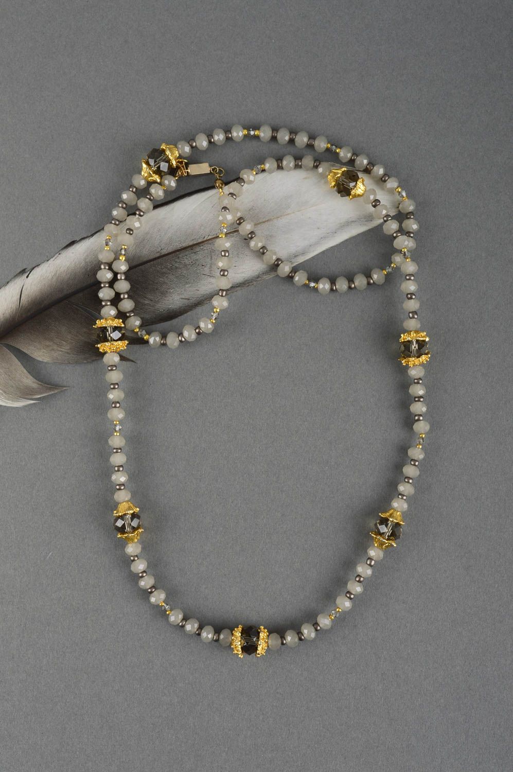 Designer beaded handmade necklace unique elegant jewelry present for woman photo 1