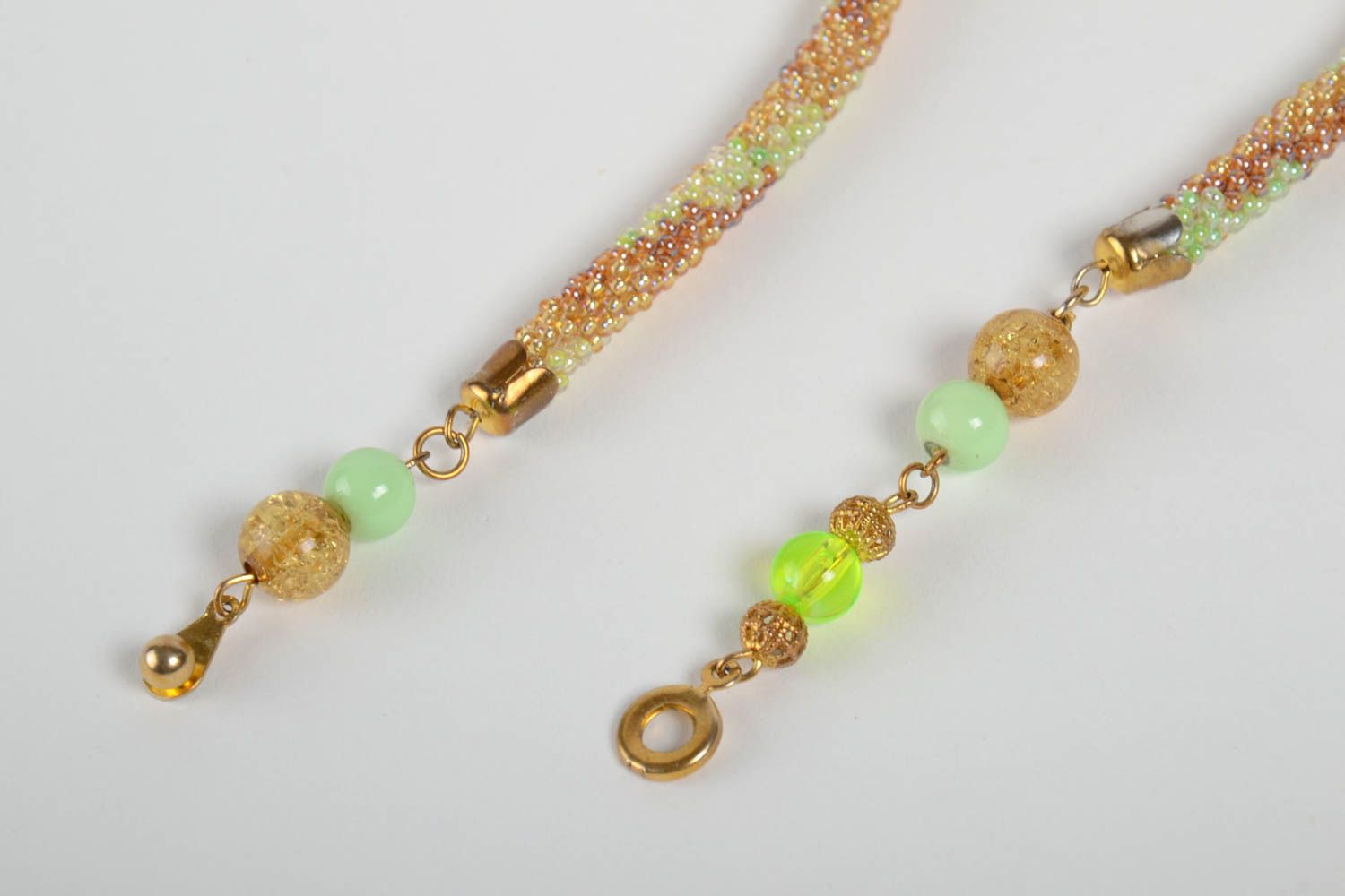 Collier spirale Bijou fait main en perles de rocaille vert brun Cadeau femme photo 4