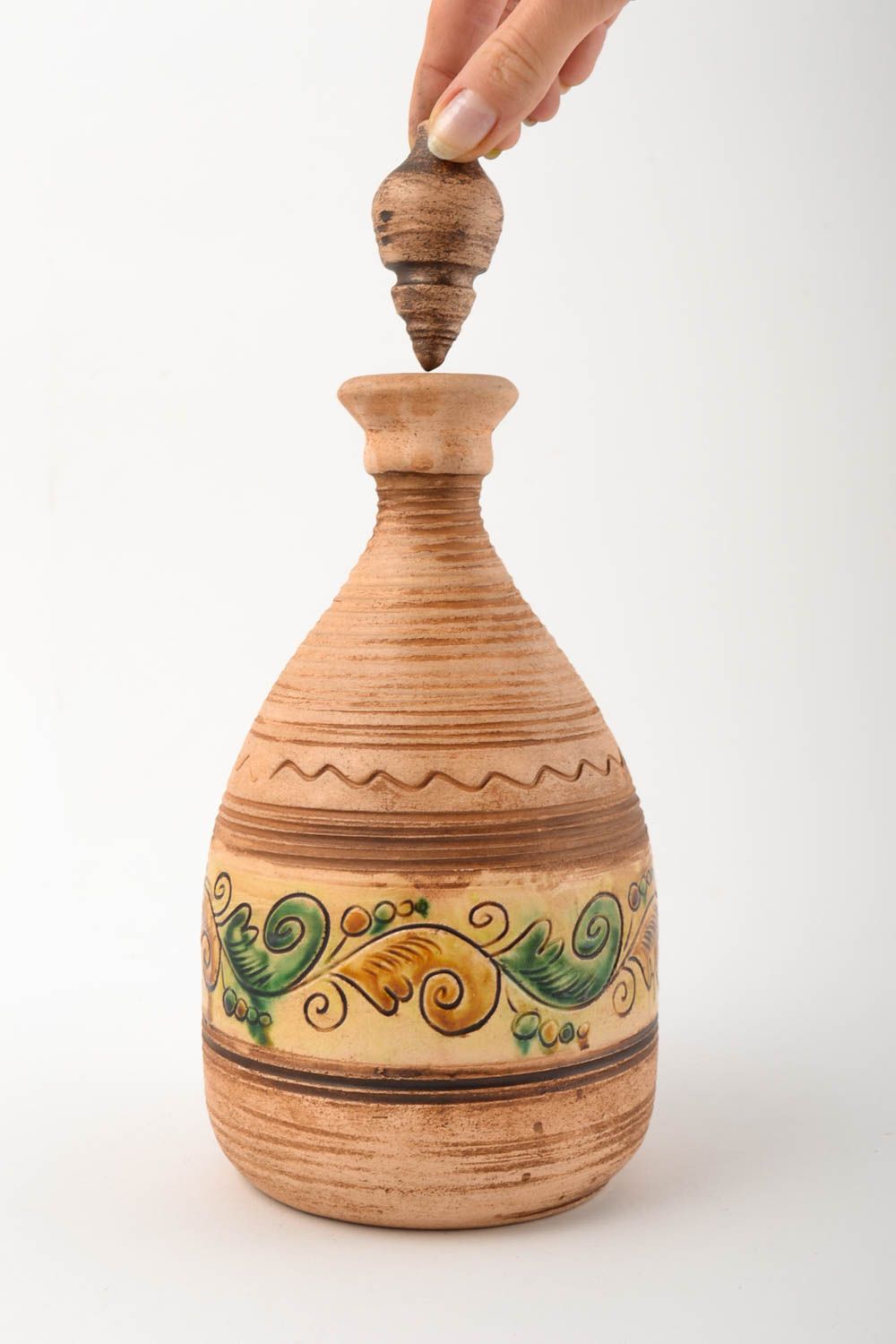 Handmade  Öko Geschirr Keramik Krug Küchen Deko Geschenk für Frauen 1 L bemalt foto 5