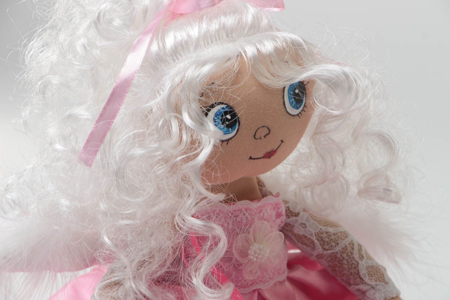 Авторская тканевая кукла из хлопка ручной работы красивая детская Ангелочек фото 3