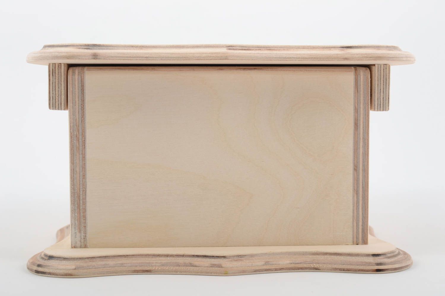 Beautiful handmade designer plywood blank jewelry box with 3 departments photo 3