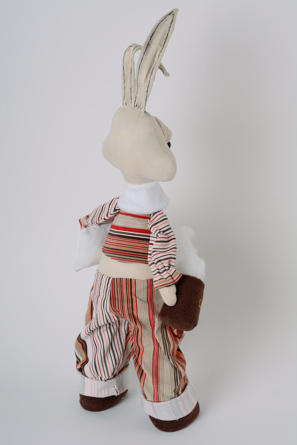 Künstler Textil Kuscheltier Hase auf Drahtseele von Handarbeit Schläfer foto 5