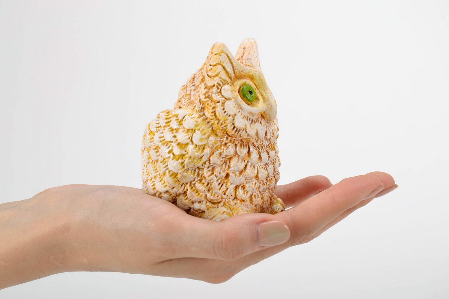 Statuette made of sculptural plaster in the form of owl photo 5