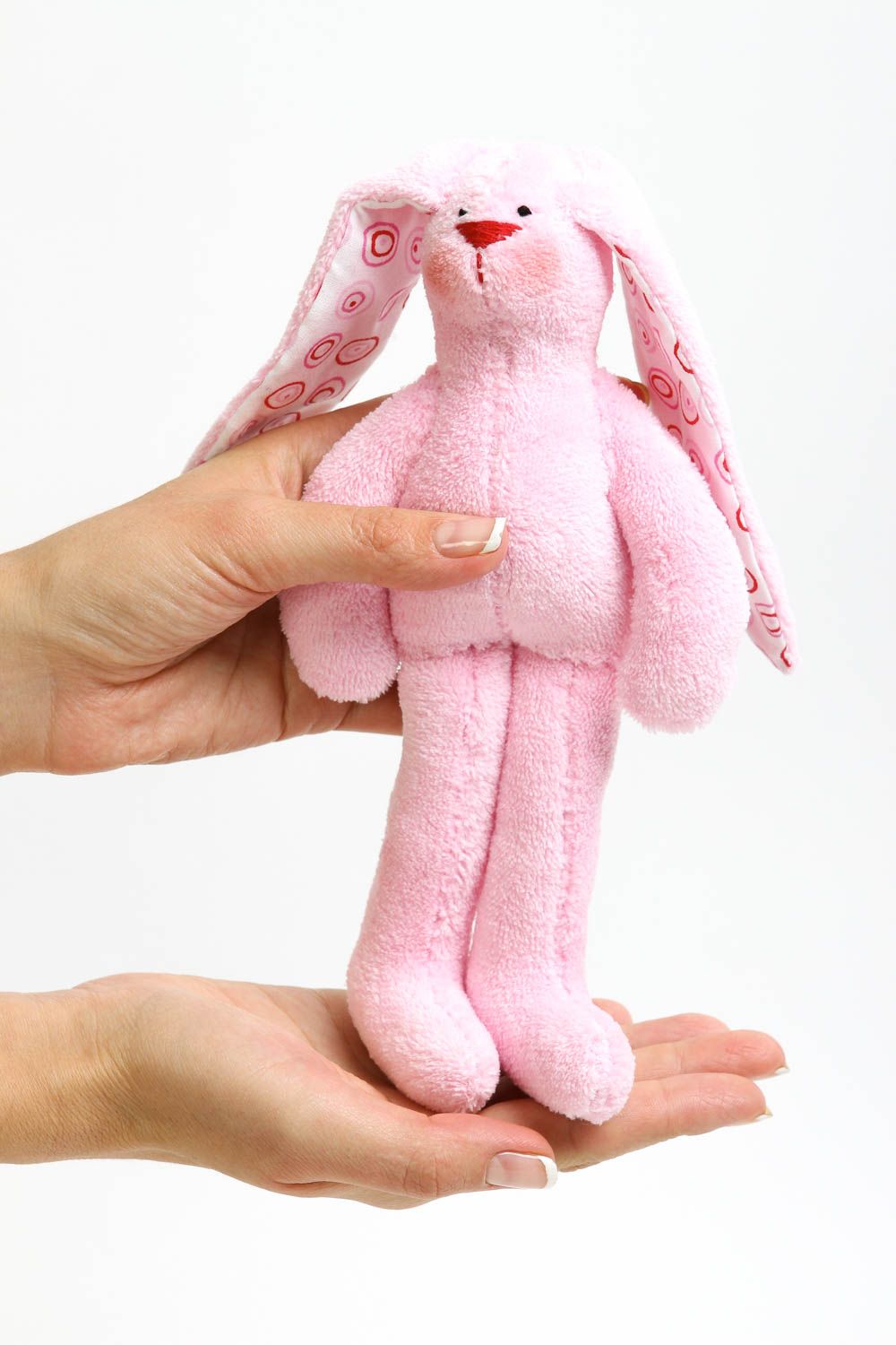 Handmade rosa Kuscheltier HaseStoff Spielzeug aus Trikotage Geschenk für Kinder foto 5