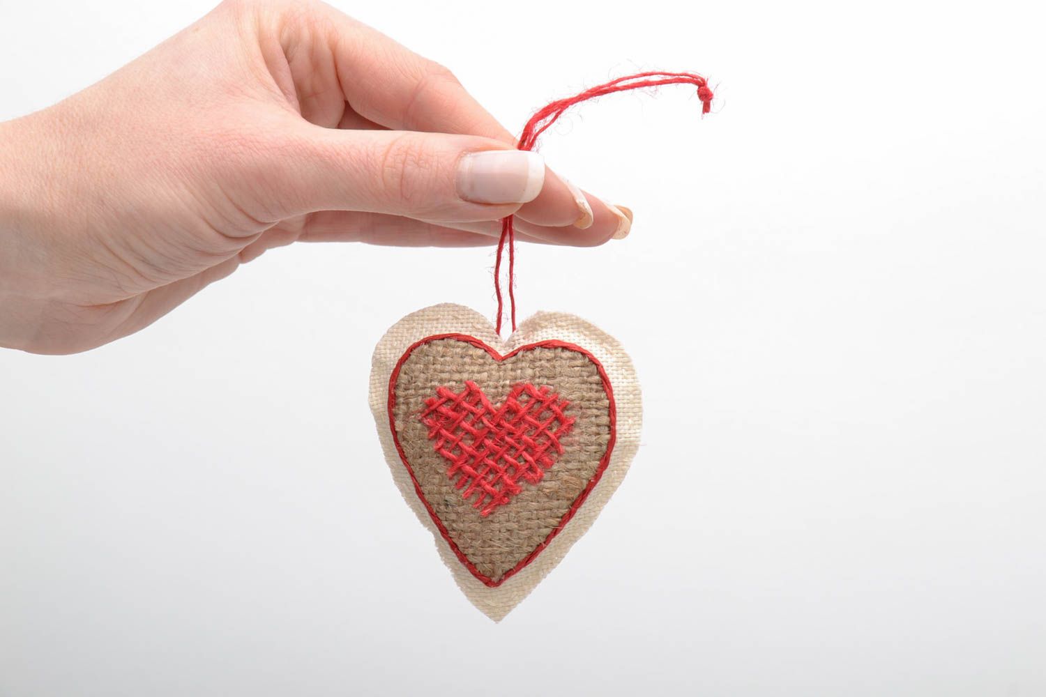 Suspension décorative pour maison en forme de coeur en tissu faite main photo 7