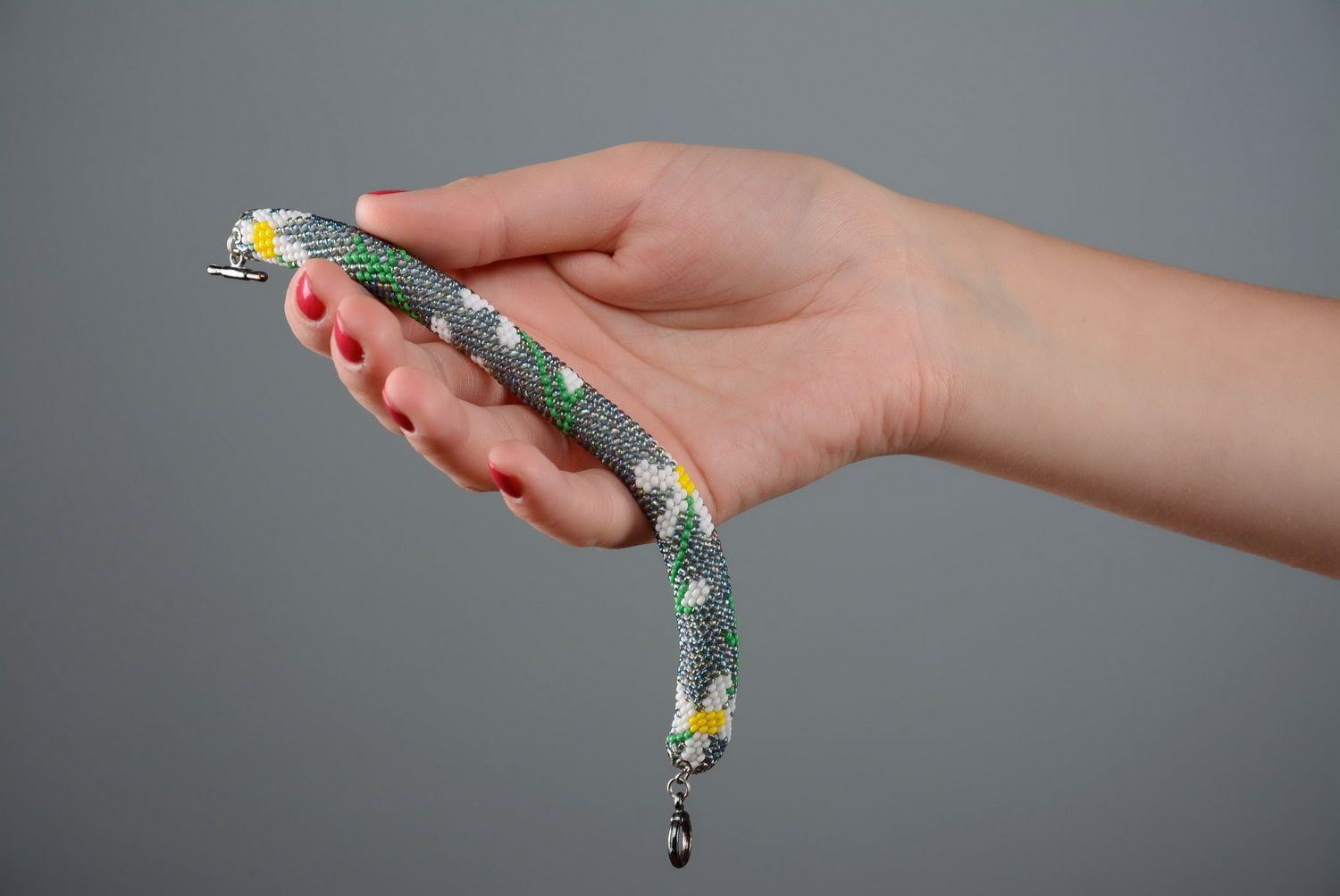 Handmade braided bracelet Chamomile photo 4