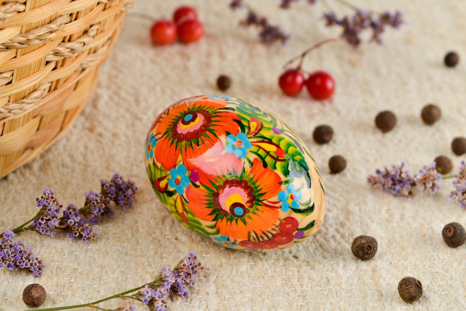 Huevo decorado hecho a mano de madera decoración de interior regalo original  foto 1
