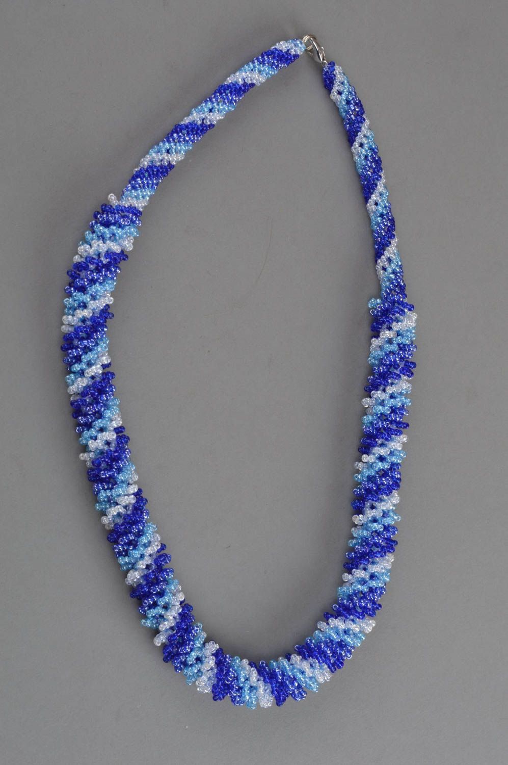 Beaded necklace blue handmade female accessory designer jewelry for women photo 2