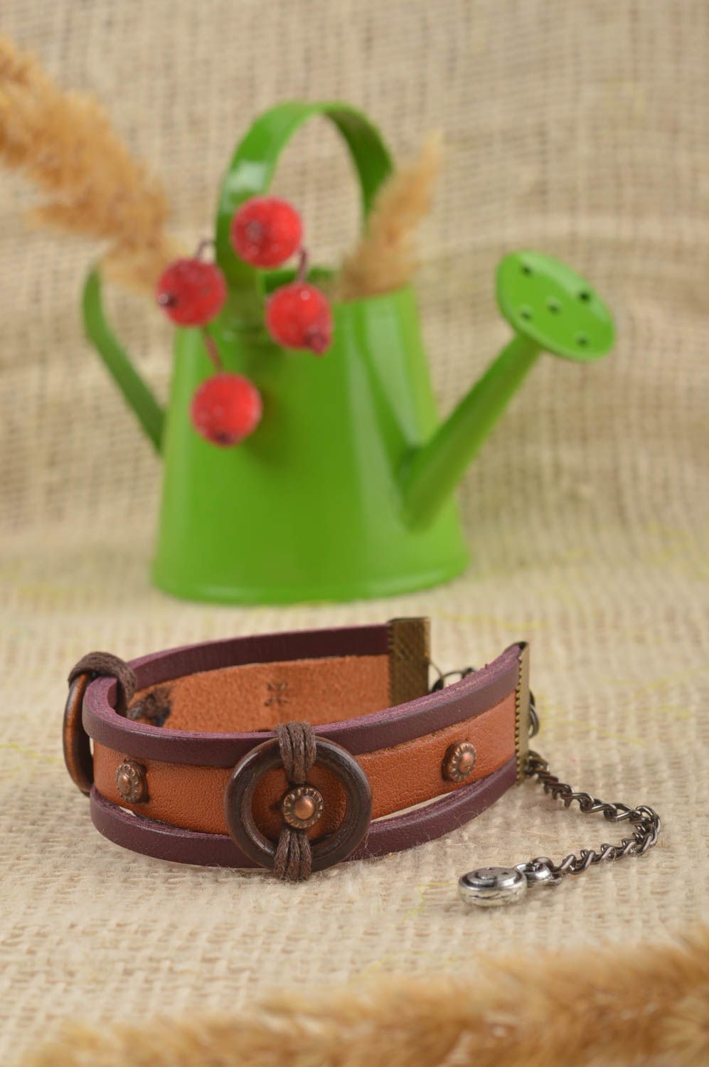 Stylish handmade leather bracelet designer accessories cool jewelry photo 1