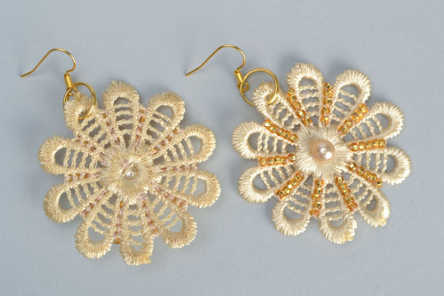 Fabric floral dangle earrings  photo 4