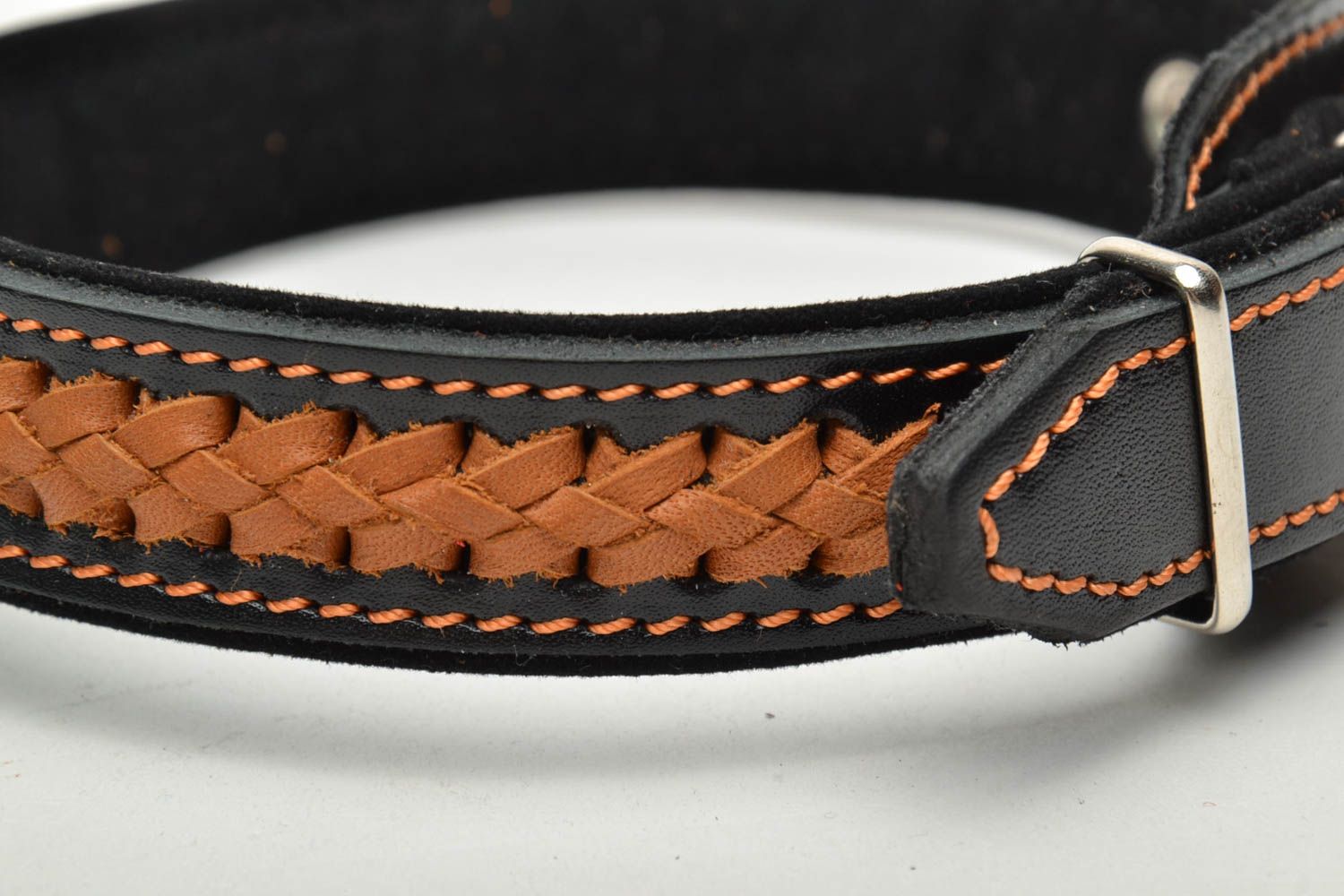 Black dog collar with braiding photo 3