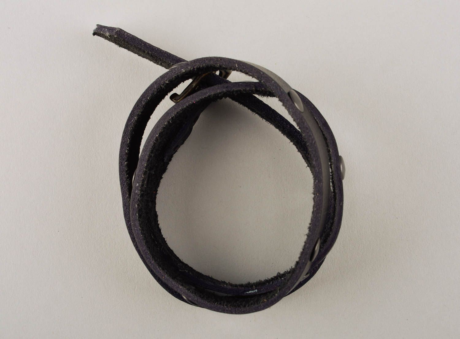Bracelet cuir Bijoux fait main noir fin multirang Accessoires cuir original photo 3