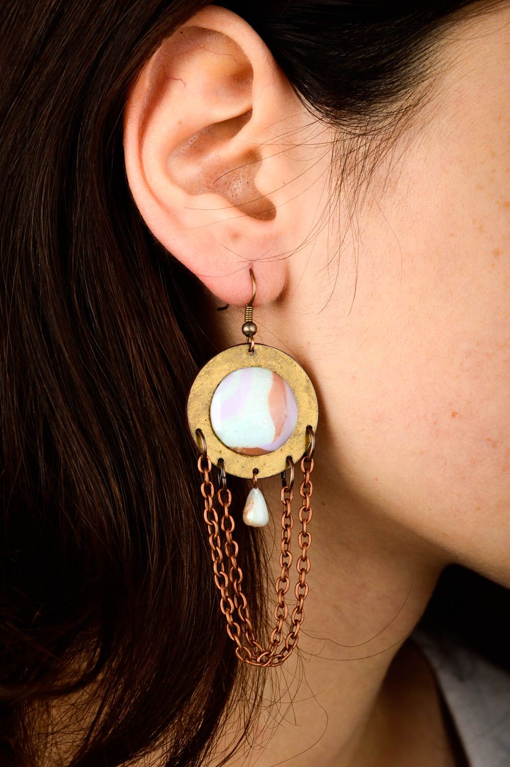 Handmade jewellery designer earrings polymer clay dangling earrings gift for her photo 2