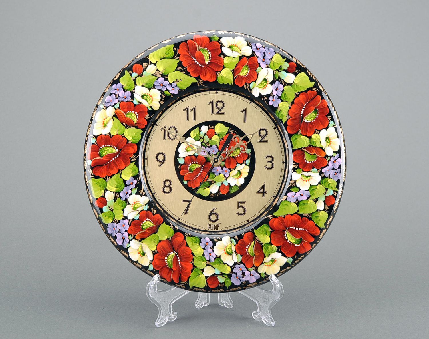 Quartz painted clock Floral photo 1