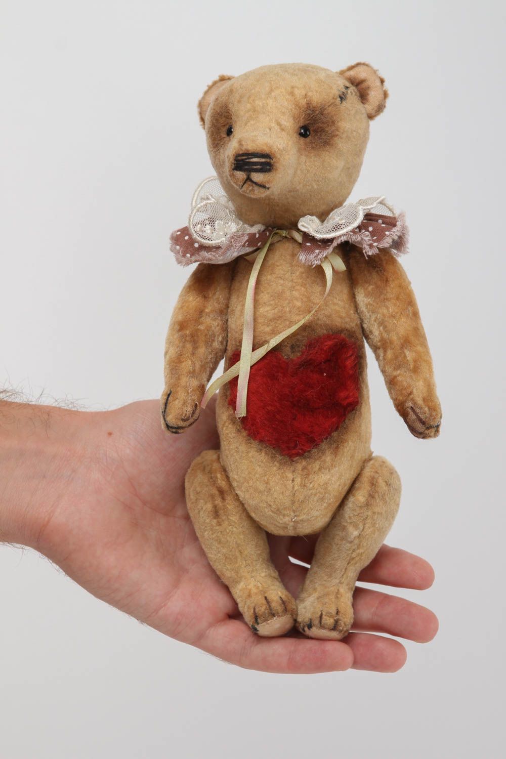 Jouet enfant fait main Peluche ours marron sciure granulat Cadeau original photo 5