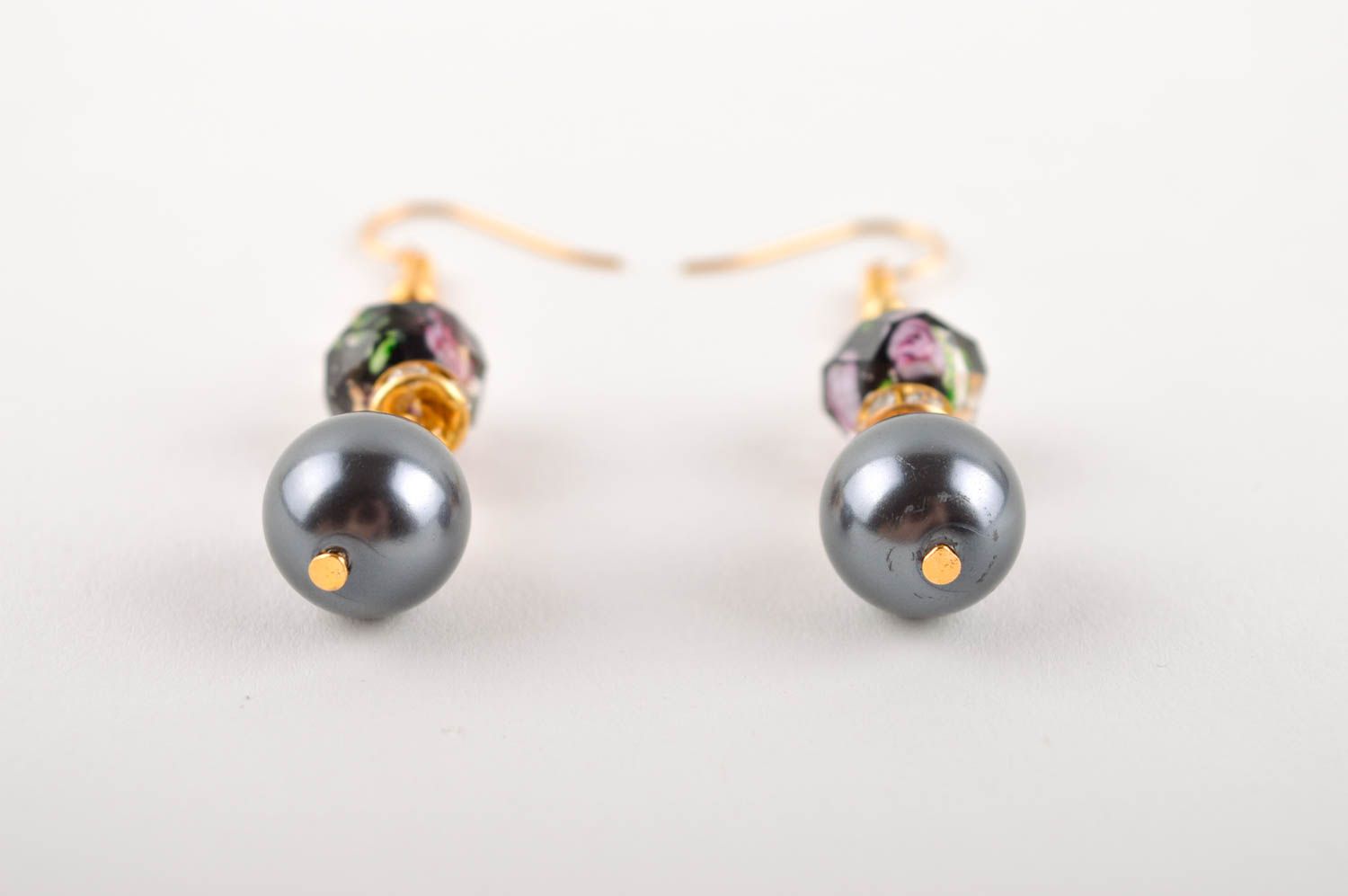 Handmade earrings with artificial pearls designer accessories fashion jewelry photo 4