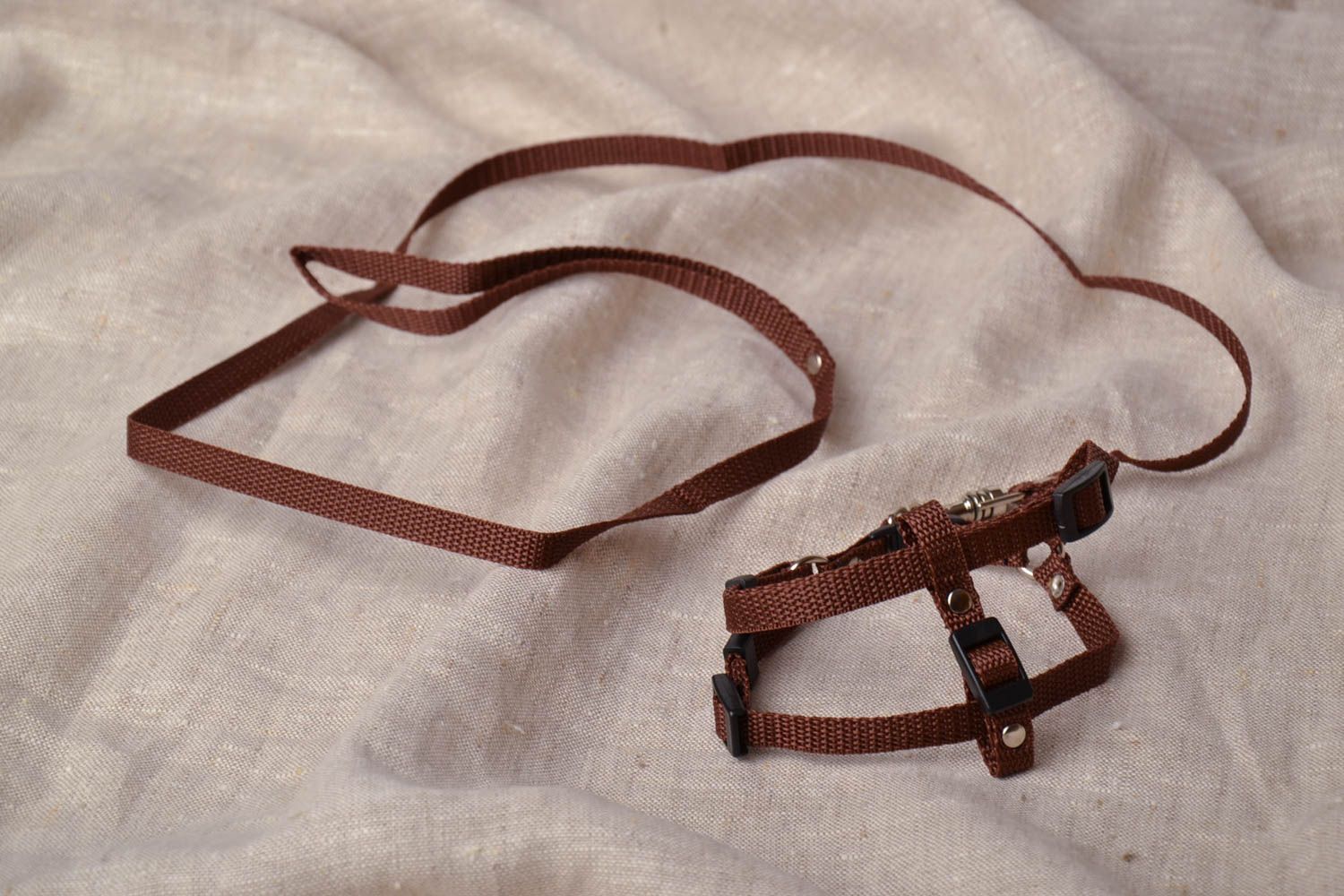 Set of leash and harness made of caprone photo 1