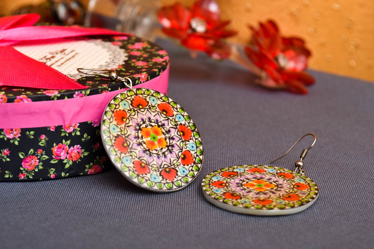 Colorful handmade plastic earrings beautiful jewellery polymer clay ideas photo 1
