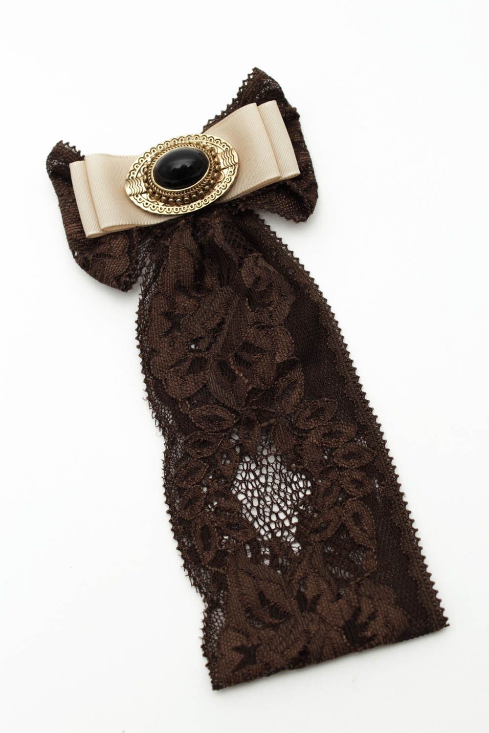 Broche textile faite main Accessoire femme dentelle satin Cadeau pour femme photo 3