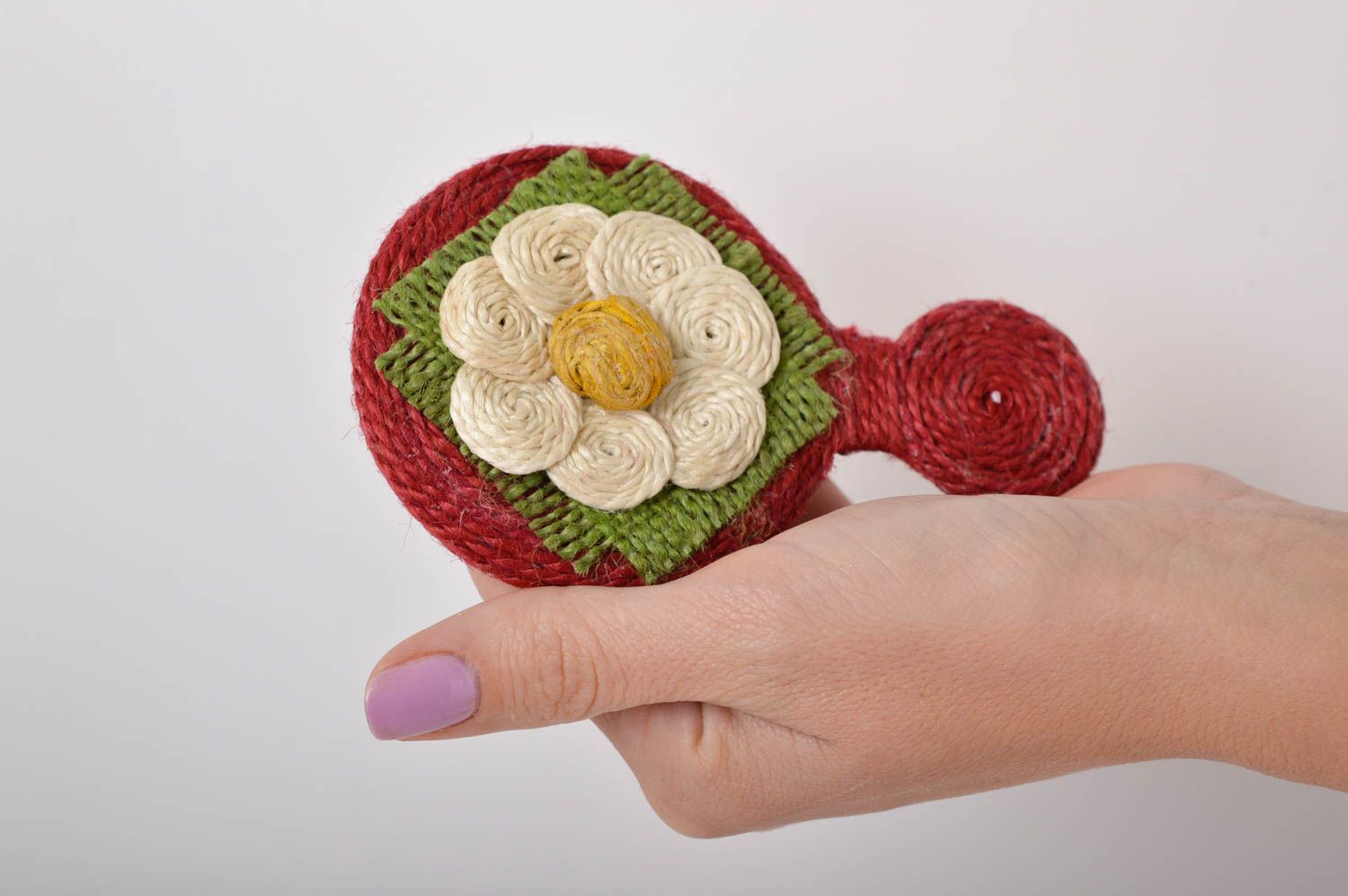 Handmade kleiner Schminkspiegel Kleinigkeiten für Frauen aus Bindfaden Kamille foto 5