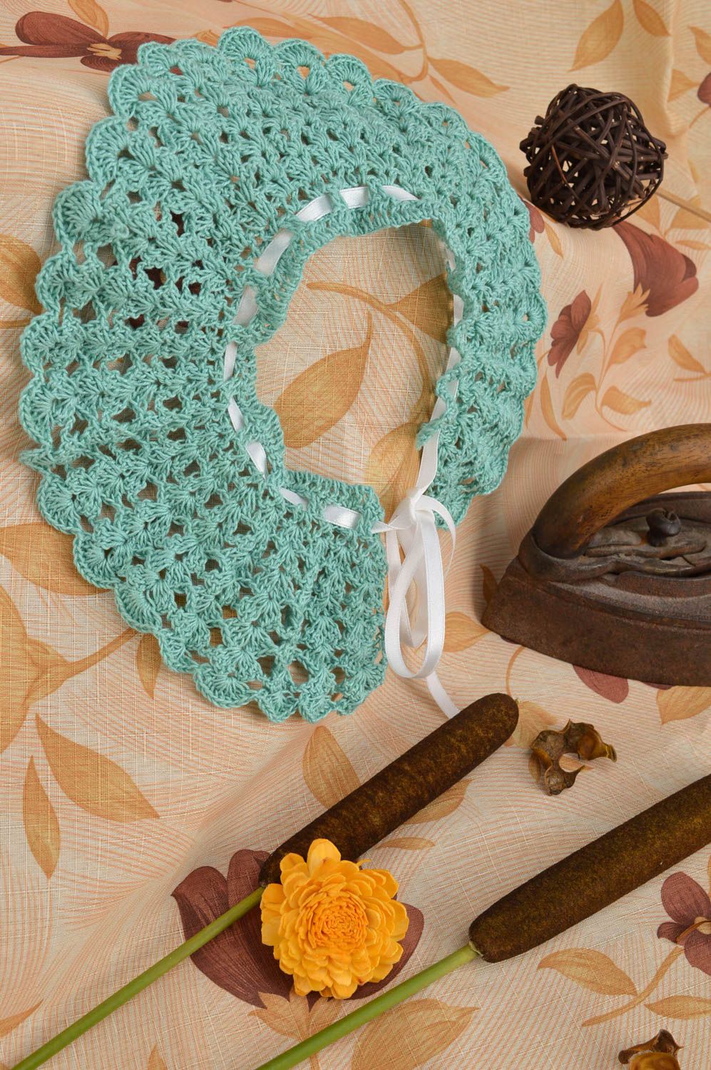 Handmade collar crocheted necklace designer collar unusual accessories photo 5