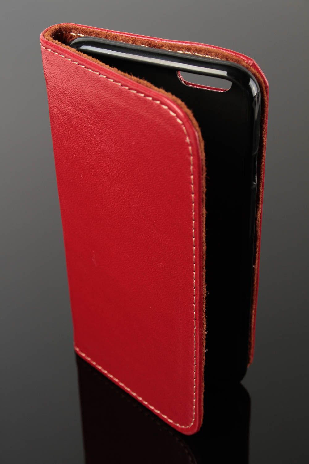 Housse smartphone cuir rouge fait main Étui téléphone portable Cadeau pour femme photo 2