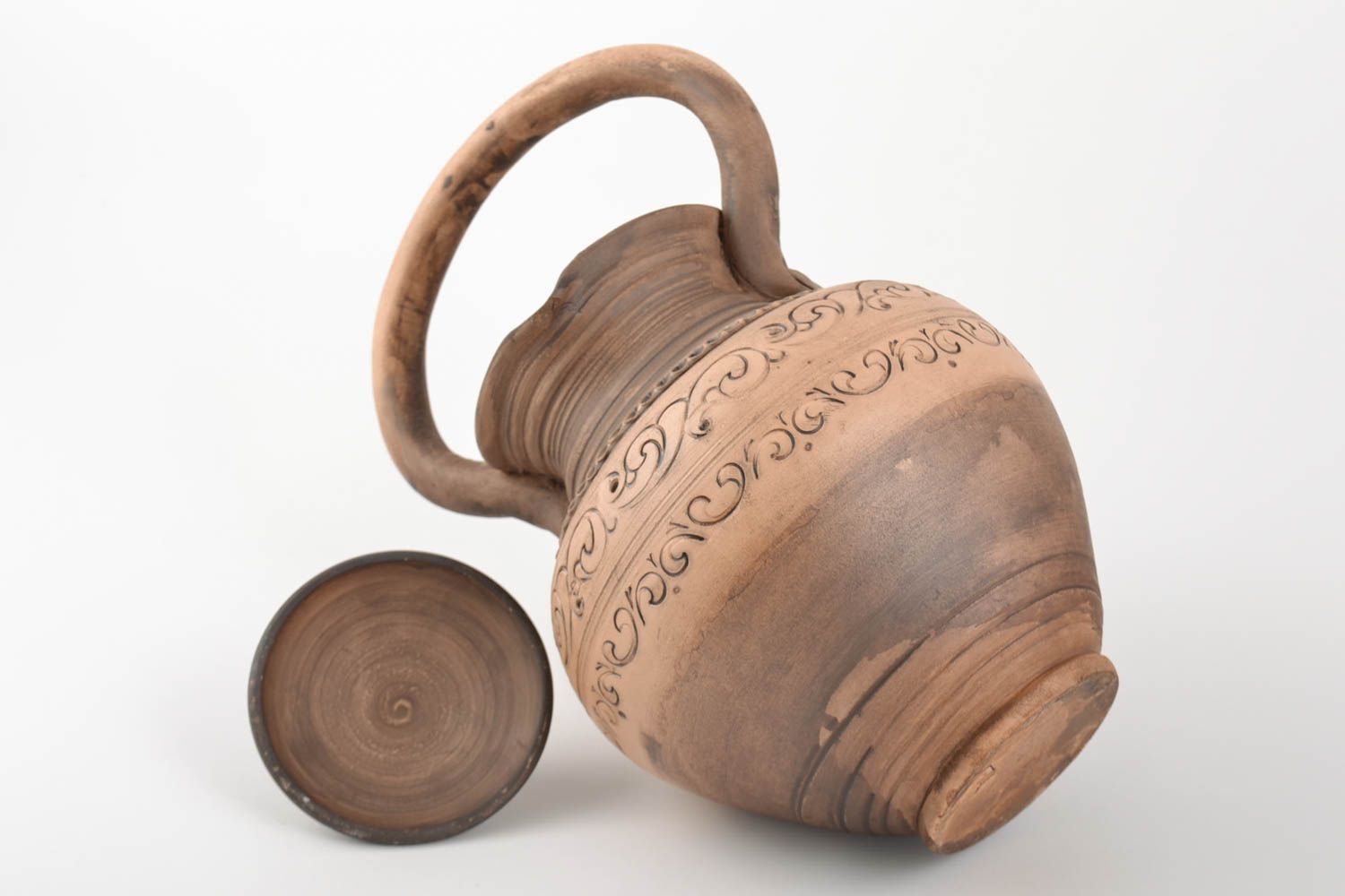 Cruche en céramique faite main avec anse 3 litres belle poterie originale photo 3