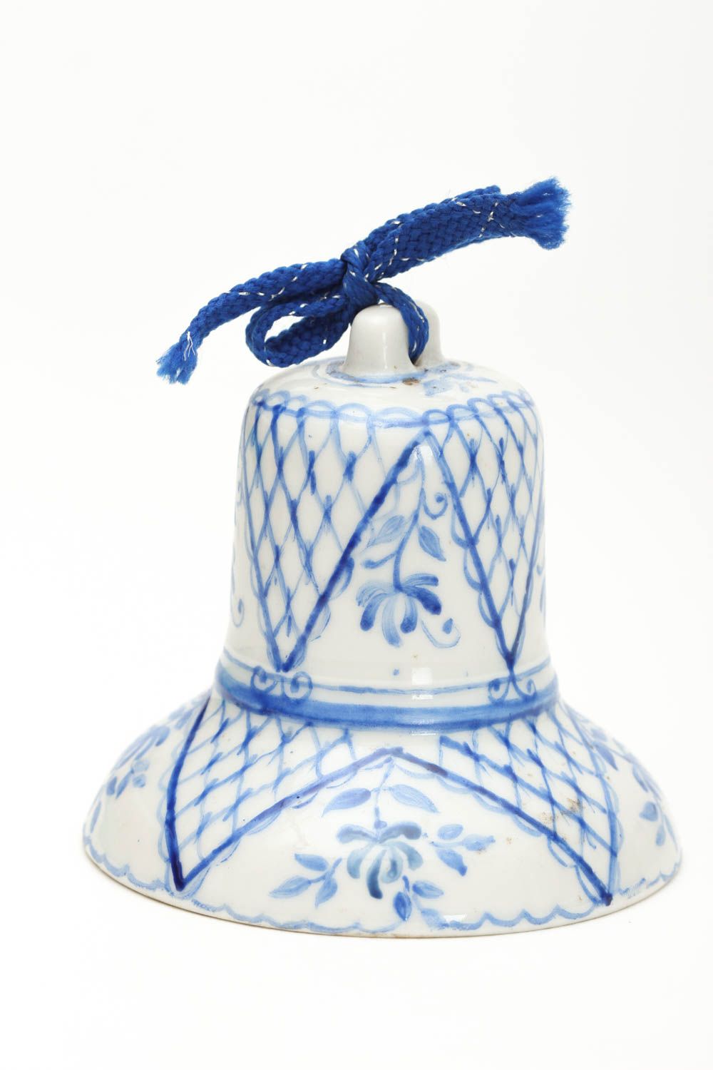 Колокольчик из глины handmade глиняный сувенир голубой колокольчик сувенирный фото 2