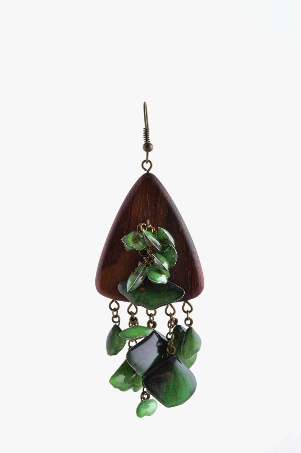 Handmade elegant metal earrings designer stylish earrings green accessory photo 2