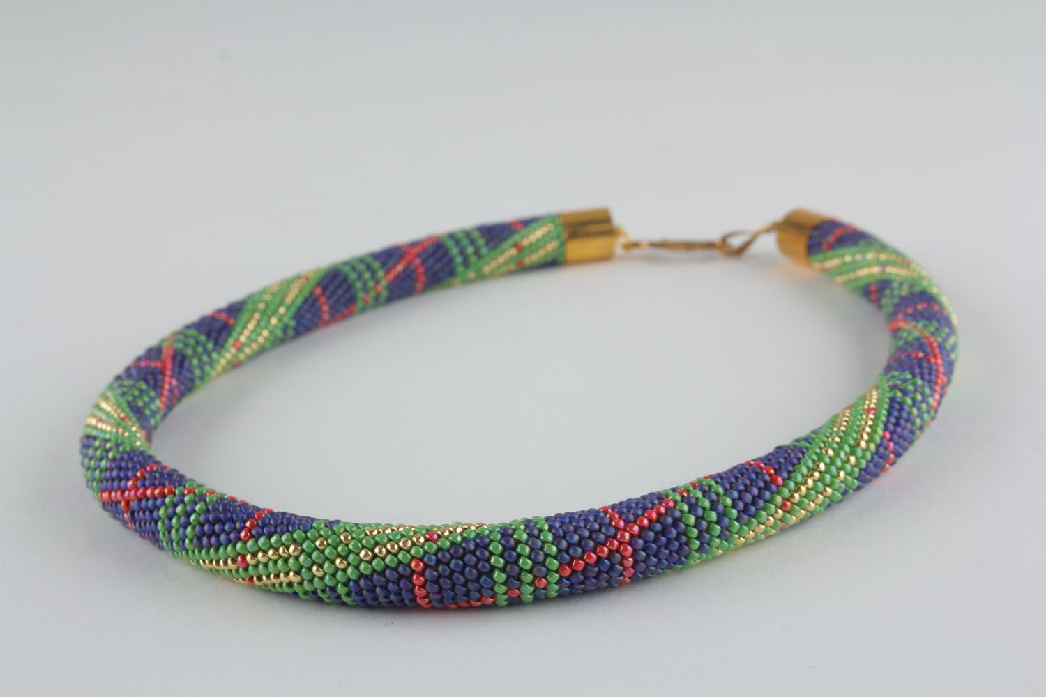 Rope necklace crocheted of Japanese beads photo 2
